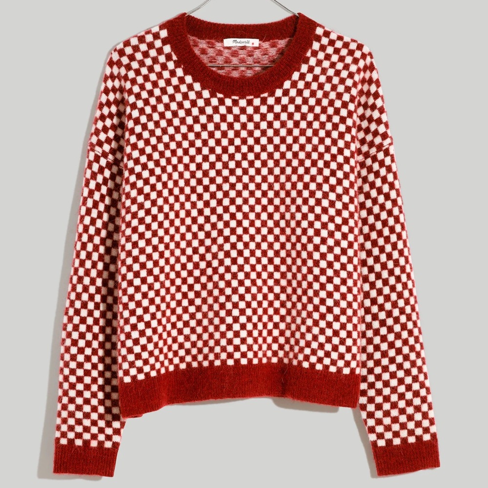 Madewell Checkerboard Jacquard Pullover Sweater - Size L